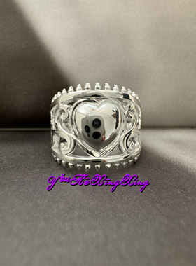 有颗星星女S925哥特爱心王冠戒指