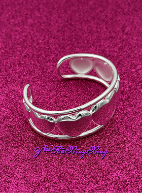 有颗星星时尚甜酷S925银爱心手镯