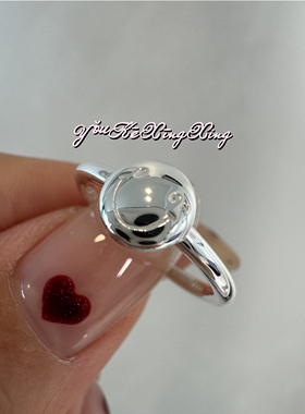 有颗星星S925银男女情侣笑脸戒指