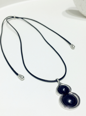 简约气质OL风格百搭树脂葫芦抽拉式可调节项链毛衣链挂件饰品新款