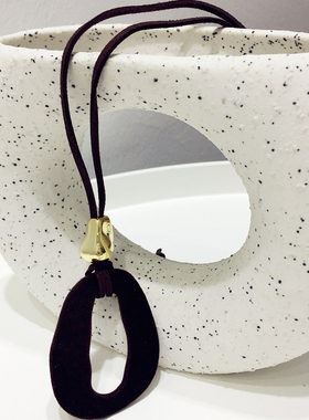 秋冬新款复古名族风简约气质植绒不规则几何可调节项链毛衣链挂件