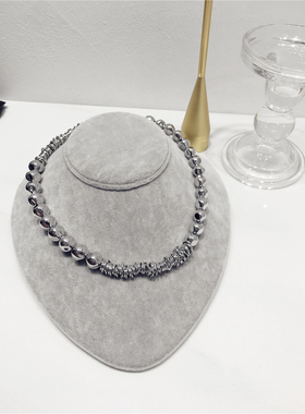 银色异型不规则串珠项链