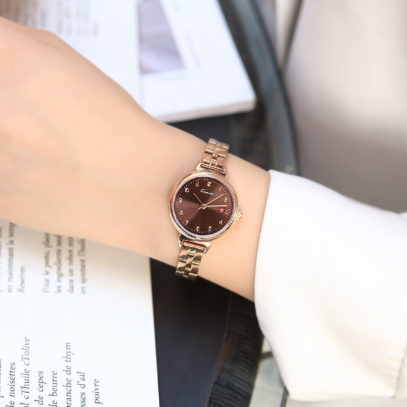 女士手表女小表盘精致细带小巧日历 金米欧惠朋国产腕表