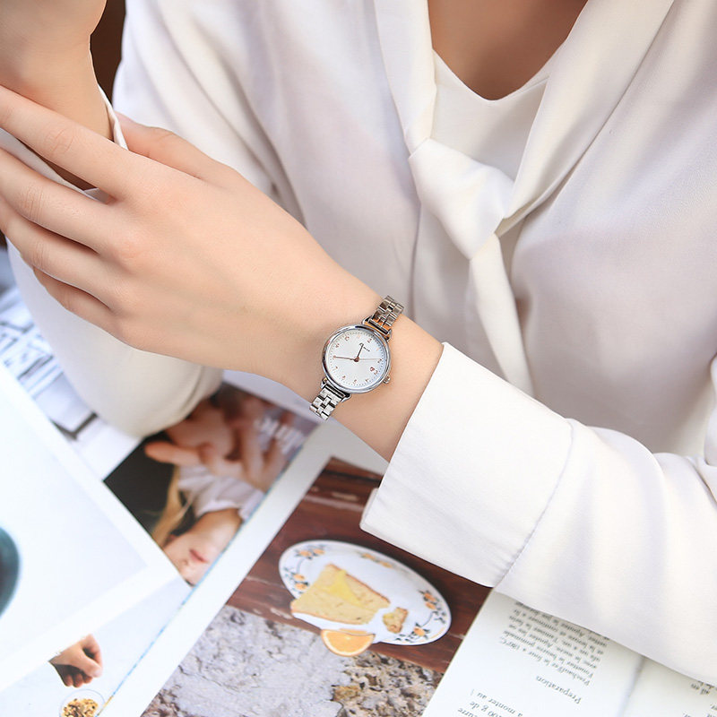 女士手表女小表盘精致细带小巧日历 金米欧惠朋国产腕表