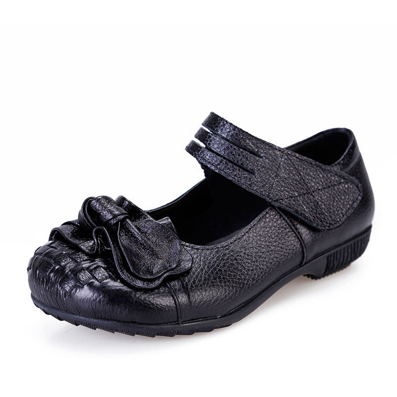 春季真皮软底中老年女鞋子平跟平底妈妈鞋单鞋花朵民族风手工皮鞋,淘宝优惠券,粉丝福利购,淘宝优惠卷