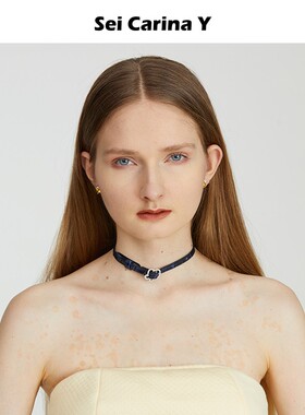 SeiCarinaY小花扣牛皮项链