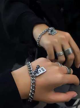 欧美朋克风YOUM字母哑铃手链