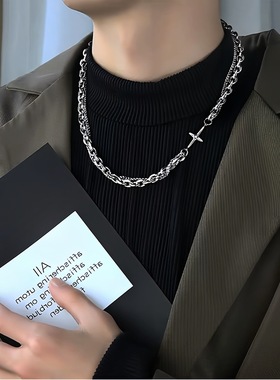 欧美冷淡风钛钢十字项链