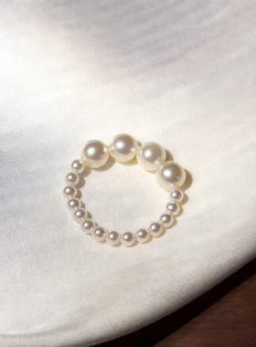 ins风法式珍珠弹力戒指