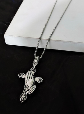 欧美嘻哈复古十字架吊坠项链