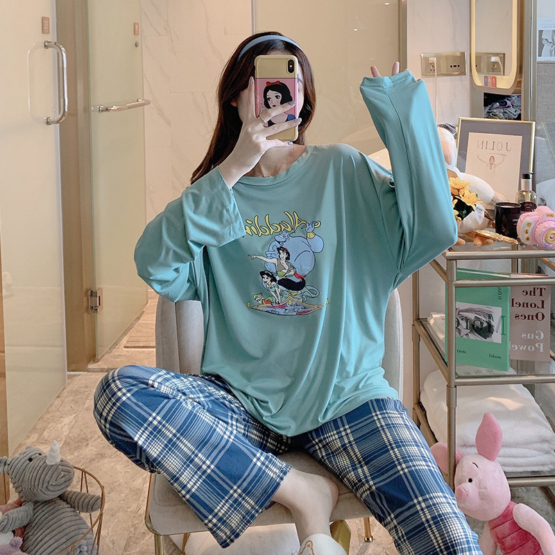 春秋季韩版长可外穿两件套可爱睡衣 穗颜睡衣/家居服套装