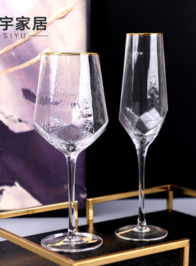 别墅样板房间会所描金红酒杯