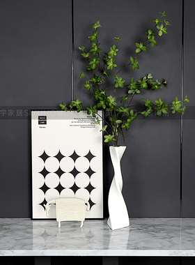 轻奢样板间床头柜装饰摆件