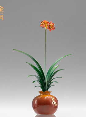 《君子兰》全铜兰花摆件铜器新中式家居客厅电视柜博古架装饰品