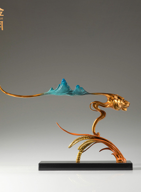 新中式财富满仓黄铜老虎摆件