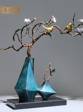 新中式家居办公室花鸟桌面摆件