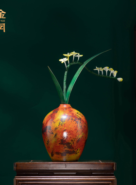 黄铜中式客厅花架玄关壁龛摆件