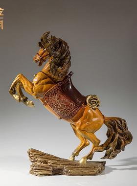 战马传说全黄铜马摆件装饰