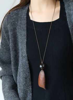 新中式扁豆实绳毛衣链可调节