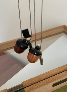 极简风木质圆球项链女毛衣链