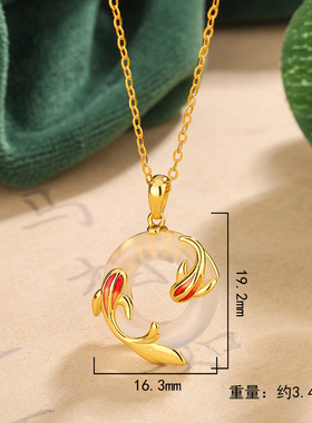 新中式锦鲤平安扣锁骨链女度假风