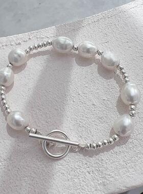 轻奢珍珠钛钢OT扣学院风手链