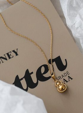 不掉色可水洗18K金葫芦锁骨链