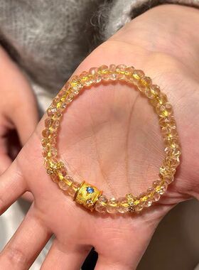 天然黄水晶6mm路路通转运手链