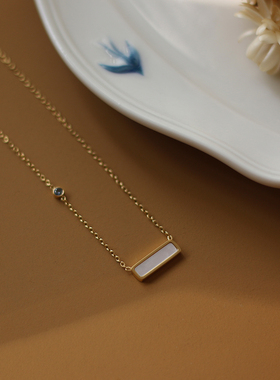 小巧贝壳长条简约OL钛钢锁骨链