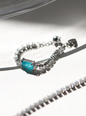 时尚仿帕拉伊巴蓝钻锆石钛钢手链