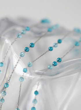 Y型项链钛钢蓝珠毛衣链