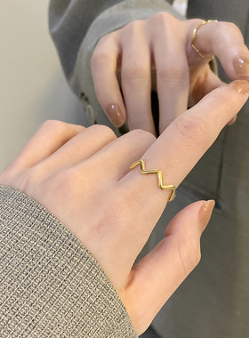 简约时尚钛钢镀金开口可调节戒指