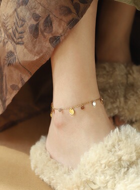 亮片风铃片彩色简约金属圆片脚链