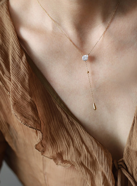 时尚简约百搭微镶水滴锆石项链