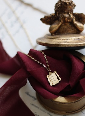 邮票项链方块记忆锁骨链钛钢