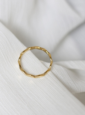 波普欧美菱形水波纹戒指