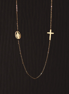 欧美INS风钛钢镀金十字项链