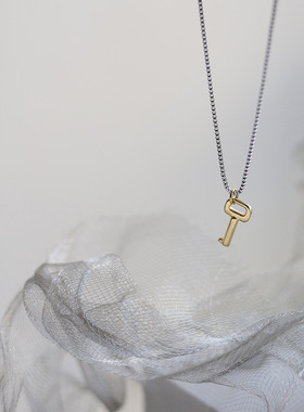 金色钥匙项链钛钢银色盒子链