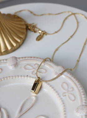 简约项链金砖金块巧克力蛇骨圆珠