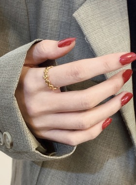 开口可调节钛钢镀金戒指