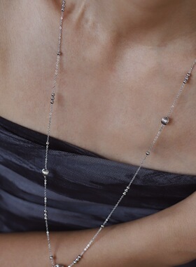 轻奢百搭钛钢镀金灯笼球毛衣链