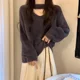 Soft mink velvet halter neck v-neck sweater for women autumn and winter 2025 new loose knitted sweater lazy style short top