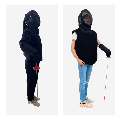 牛皮帆布击剑教练服彩色击剑训练服牛皮击剑教练护袖护腿训练头罩 - 图3