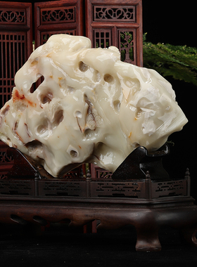 寿山石结晶芙蓉携琴访友大摆件