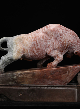 《牛气冲天》寿山石五彩山秀园石关客厅书房摆件手工雕刻工艺礼品