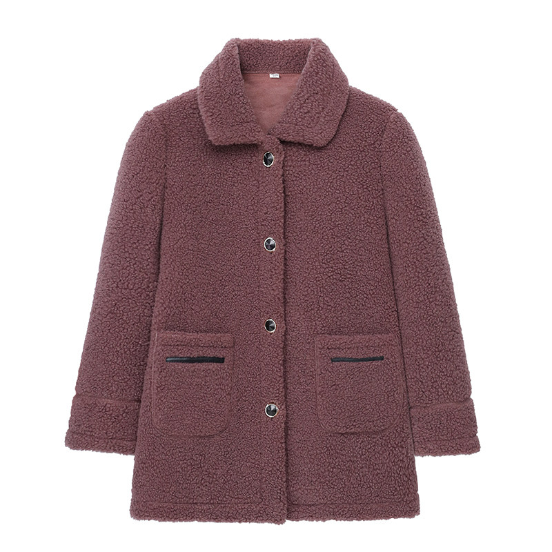 中老年女装羊剪绒大衣妈妈装春秋季 宝铃兰中老年女装