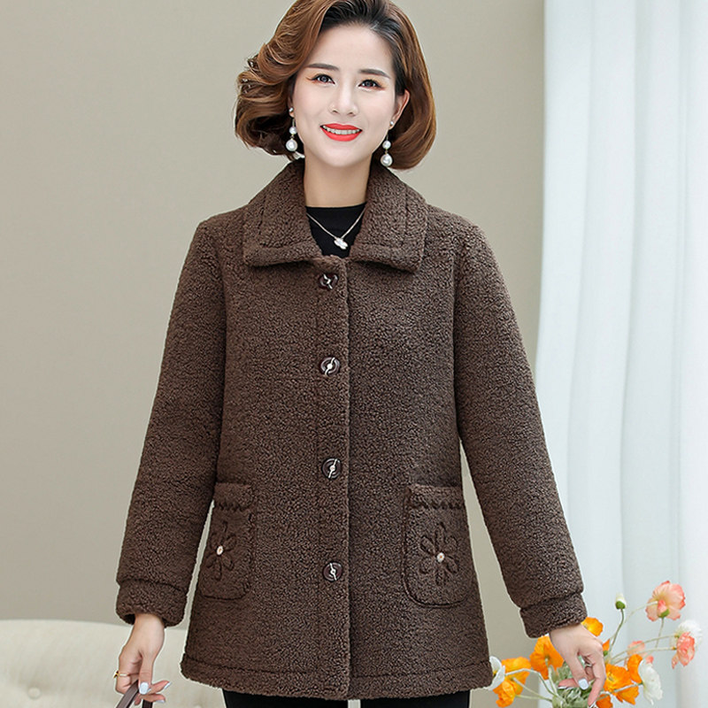 新款中老年女装冬装颗粒绒冬季上衣 宝铃兰中老年女装