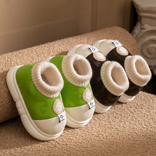 儿童棉拖鞋包跟冬季男童室内居家鞋男孩防滑小孩保暖女童宝宝棉鞋 - 图1