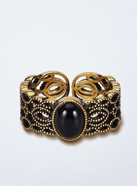 好运扑克5D同花顺戒指海豚送礼物复古黑金色工艺指环个性时尚潮