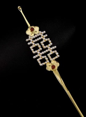 喜字银簪，国潮婚饰，百搭轻奢